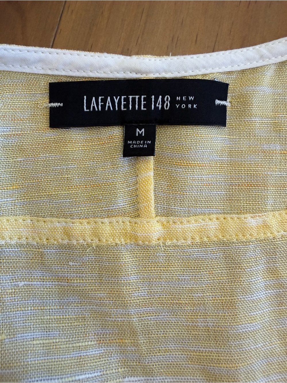 Lafayette 148 New York Butter Yellow Women’s Linen Blend Blouse Top 3/4 Sleeve - Picture 7 of 8